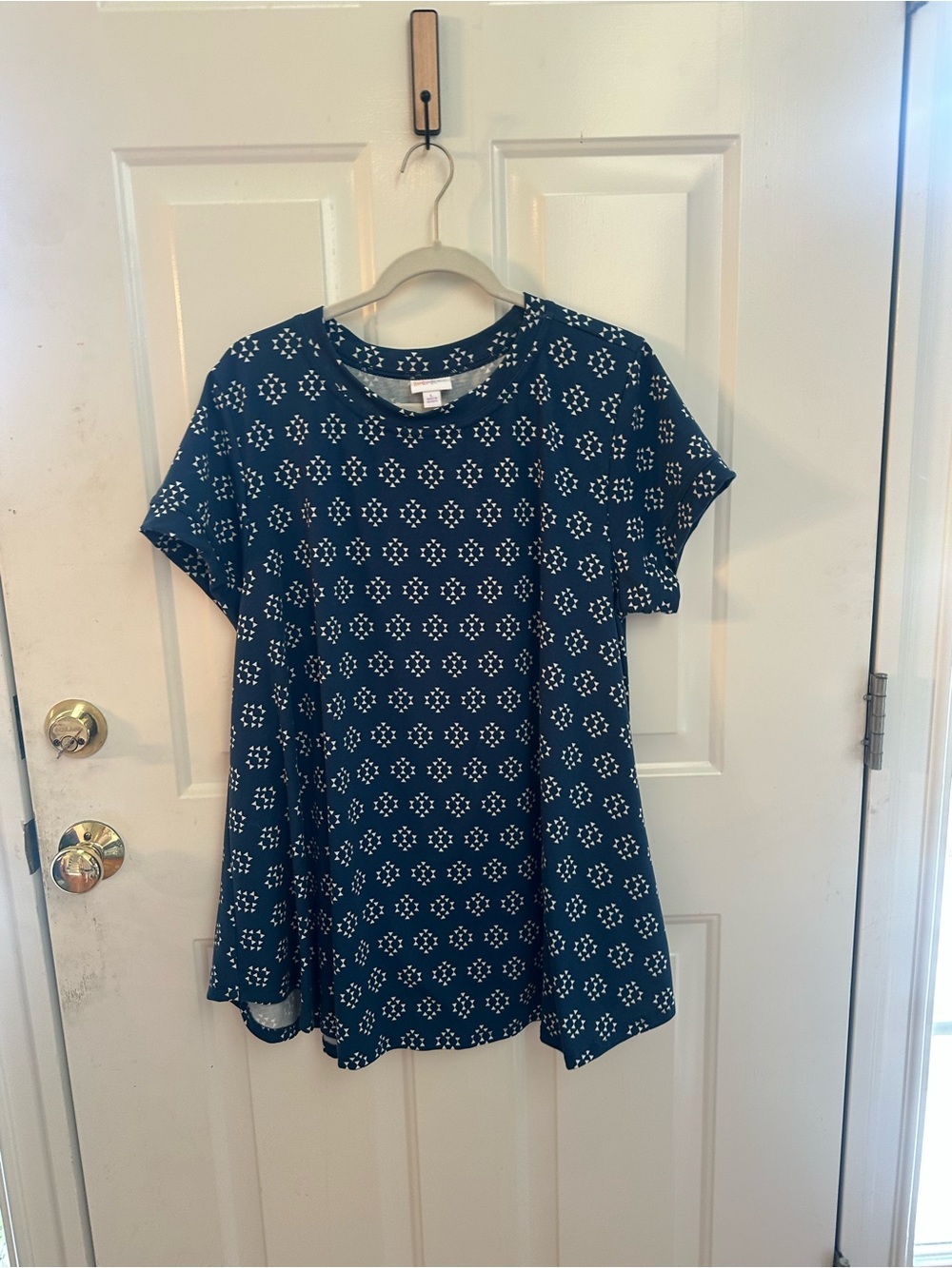 Erika Navy Blue Short-Sleeve Geometric Dot Tee